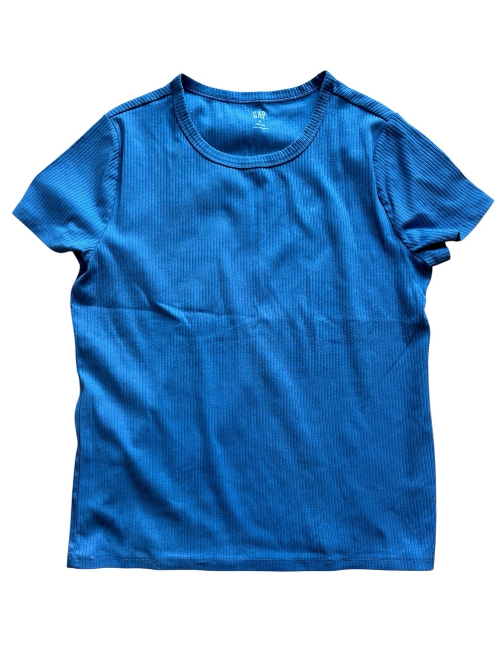 GAP Heather Cornflower Blue Short Sleeve Ribbed Tee XL Cotton Blend Women